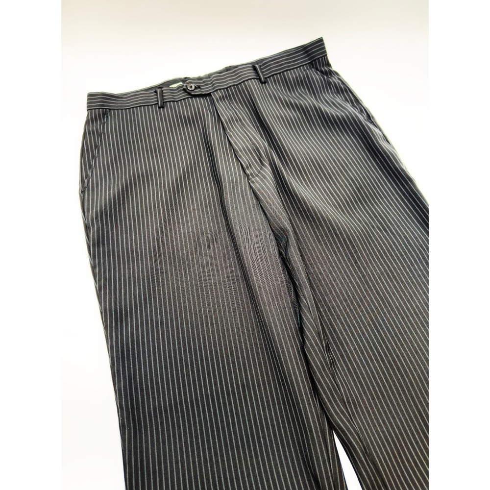 Vinci Dress Pants Mens 40/32 Black Excellent Pinstripe Mafia Formal Business